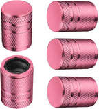 Tire Valve Stem Caps - (5 Pack) Metal Air Caps with Plastic Liner, Corrosion Resistant, Leak-Proof, Universal Stem Covers for Cars Trucks Motorcycles and Bikes - Pink