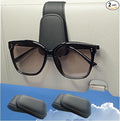 CHOSMOYI 2 Packs Sunglasses Holder for Car, Sunglass Clip for Car Visor, Magnetic Leather Car Eyeglass Holder and Ticket Card Clip, Suitable for Different Size Eyeglasses(Black
