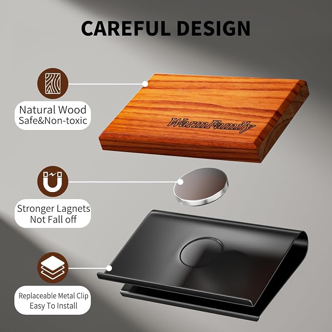 Car Air Freshener - Wood Air Freshener，Car Odor Eliminator, Long Lasting Car Air Freshener for Cars, Trucks, SUVs,Car Freshener for Men，2 Pack Scent Refill （Amber-Pine）-CLIP INCLUDED