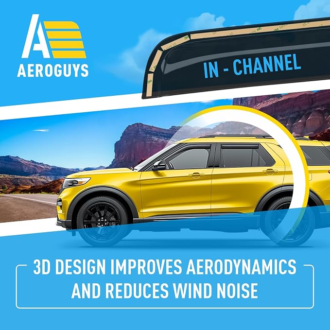Extra Durable Window Deflectors in-Channel Window Visors Rain Guards Fit for Ford Explorer 2020-2026, Sun Visors, Wind Vent for Shades, Exterior Car Accessories - 4 pcs. AG0902