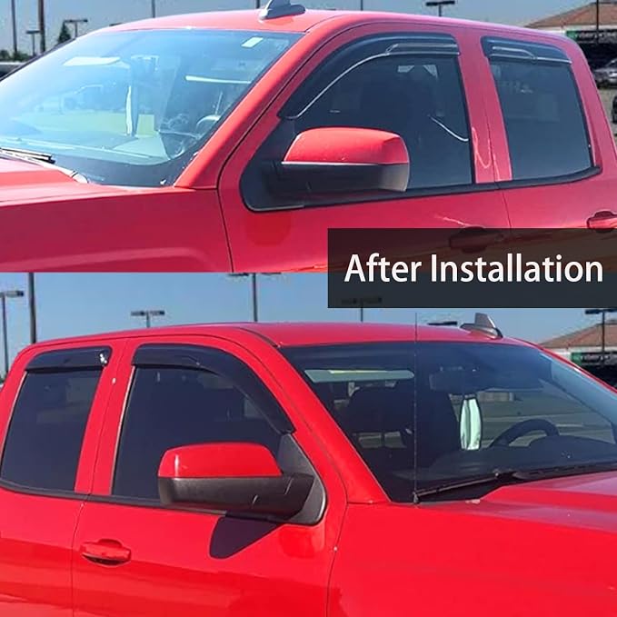 Window Visors Rain Guards for Chevy Silverado/GMC Sierra 1500 2500HD 3500HD | Extended Cab,2014-2018, Window Deflectors, Vent Visor, Sun Shades, Dark Smoke, Truck Accessories