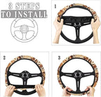 Auto Steering Wheel Cover Universal Stretch 15 Inch Anti-Slip Neoprene Car Steering Wheel Protector for Women Men, Aztec Navajo Geometric Brown