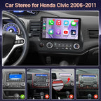 2+32GB Upgrade Android Radio for Honda Civic 2006-2011 with Carplay Android Auto, 10.1" Touchscreen Head Unit for Honda Civic with in-Dash GPS, BT, WiFi, SWC, FM + Camera- Fit Large Screen