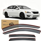 Tape-On Rain Guards for Altima 2013-2018 Sedan 4-Door, Dark Smoke Tinted Out-Channel Window Visors for Upper Window Frame, Vent Deflectors for Fresh Air, Rain & Wind Protection, 4PCS