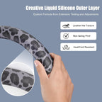 Black Leopard Print Steering Wheel Cover with Silicone Inner Ring, Non-Toxic, Odorless Silicone Leather with Non-Fading Pattern for Men Women, Universal 14.5 to 15 Inch (Black Leopard Print)