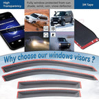 4pcs Front+Rear JDM Smoke Sun/Rain Guard Outside Mount Tape-On Window Visors Compatible with 04-08 Acura TL