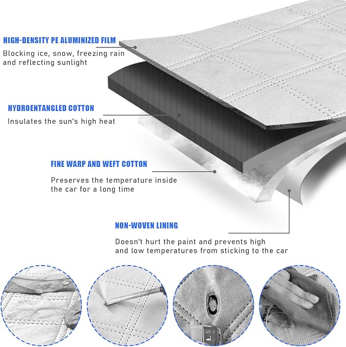 Car Rear Windshield Cover, Magnetic Auto Rear Windscreen Snow Ice Cover, 4 Layers All-Weather Ice Frost Snow Protector, Automotive Winter Accessories for Most Vehicles