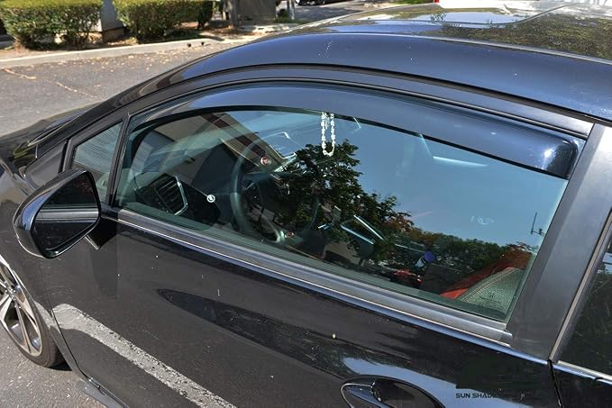for 2012-2015 Honda Civic 2Dr Coupe | EOS Visors JDM in-Channel Style Smoke Tinted Side Vent Window Deflectors Rain Guards