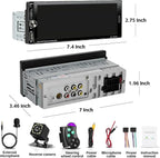 Single Din Radio Car Stereo with Wireless Carplay & Android Auto, 6.9" IPS Touchscreen Car Stereo with Bluetooth 1080P Backup Camera Mirror Link Navigation AM/FM Type-C Fast Charging USB EQ SWC Mic