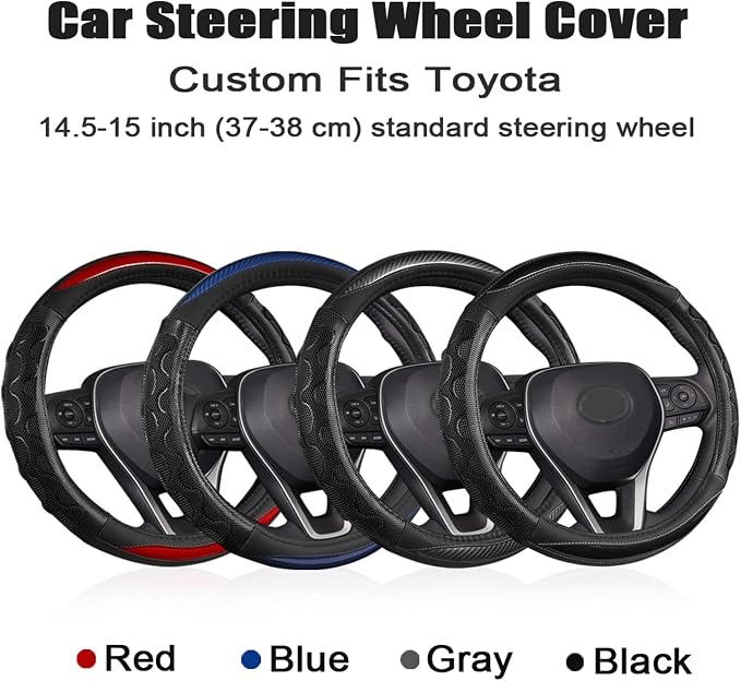Steering Wheel Cover for Toyota, Auto Car Steering Wheel Cover for Toyota Highlander Rav4 Corolla Camry,Standard Size - Gray