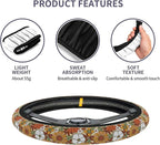 Car Steering Wheel Cover for Women Men, Non-Slip Retro Sunflower Floral Steering Wheel Protector, Universal 14"-15" Fit for Cars, SUVs, Trucks (Retro Sunflower Floral)