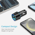 67.5W Car Charger USB C Super Fast Charging, 45W USBC & QC3.0 Port Plug for iPhone 17 Pro Max/Air/16/15/iPad, Samsung S26/S25 Android Cell Phone, Dual 12V Cigarette Lighter Adapter + 5 ft Type C Cable