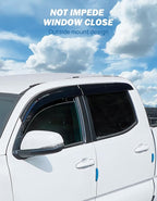 Low Profile Rain Guards Compatible with 2016-2023 Tacoma Double Cab Outside Mount Window Vent Visor Tape-On Window Deflectors Vent Shades 3rd Gen Tacoma Accessories
