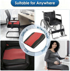 Comfort Memory Foam Car Seat Cushions For Driving,Red Booster Cushion Pad | Ergonomic Height Cushion, Sciatica & Lower Back Pain Relief Pillow, Comfort Seat Pad for Car Office Wheelchair Short People
