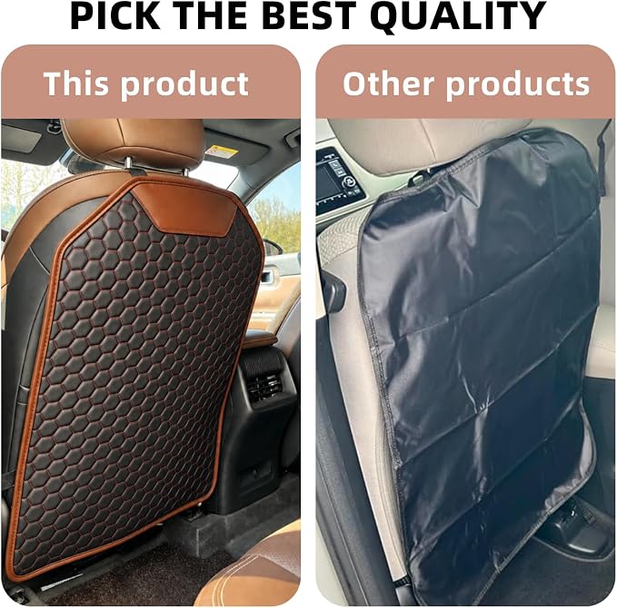 Car Back Seat Protector for Kids' Feet, Waterproof Kick Mat Seat Back Cover, Durable 600D Oxford & Faux Leather Car Seat Back Protector, Easy Clean Universal Fit for Cars SUVs Vans, Red, 1 Pack