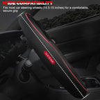 Car Steering Wheel Cover, Microfiber Leather Steering Wheel Covers with Anti-Slip Lining, Universal 14.5-15 inchs Black with Red line