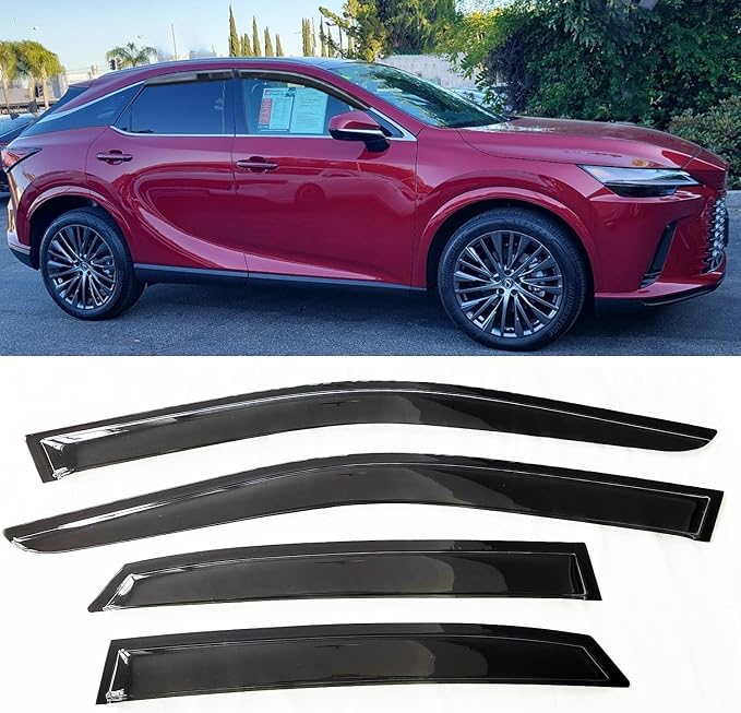 Tape-On Window Visors Rain Guards Compatible with 2023-2026 Lexus RX350 RX350h RX500h, 4PCS Side Window Deflectors, Car Accessories for 23 24 25 26 Lexus RX Series