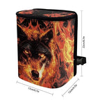 Wolf Fire Print Car Trash Can with Lid, Leak Proof Auto Trash Bag Hanging Vehicle Garbage Can Multipurpose Storage Container for Back Seat Road Trip