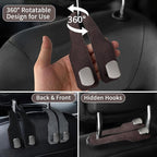 Car Seat Headrest Hooks for Purses and Bags, 4 Pack Bag Purse Holder for Car with Double Metal Hooks, Car Purse Hanger, Headrest Back Seat Handbags Hook Cute Hanging Accessories, Brown
