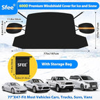 Windshield Cover for Ice and Snow,Heavy-Duty 600D Waterproof Windshield Snow Cover With 2 Mirror Covers, All-Weather Magnetic Frost Guard Winter Car Snow Cover Fit Car, Truck, Suv,Van (77" X 47")
