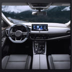 Flat Bottom Steering Wheel Cover, D Shaped Car Wheel Cover 14 1/2-15 in. (37-39 cm), Black Gray Microfiber Leather