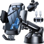 HTU Car Phone Holder【2026 Upgraded 100+LBS Suction & Safety Cert】 Cell Phone Car Mount for Truck Heavy Duty Phone Holder for Dashboard/Windshield/Vent for iPhone 17 16 Pro Max, Navy Blue
