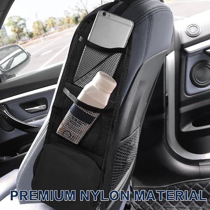 2PS Car Seat Side Organizer, Auto Seat Storage Hanging Bag, Multifunctional Vehicle Mesh Pocket Hold, Car Accessories Car Organizer Can Hold Phone, Wallet, Glasses for Most Cars