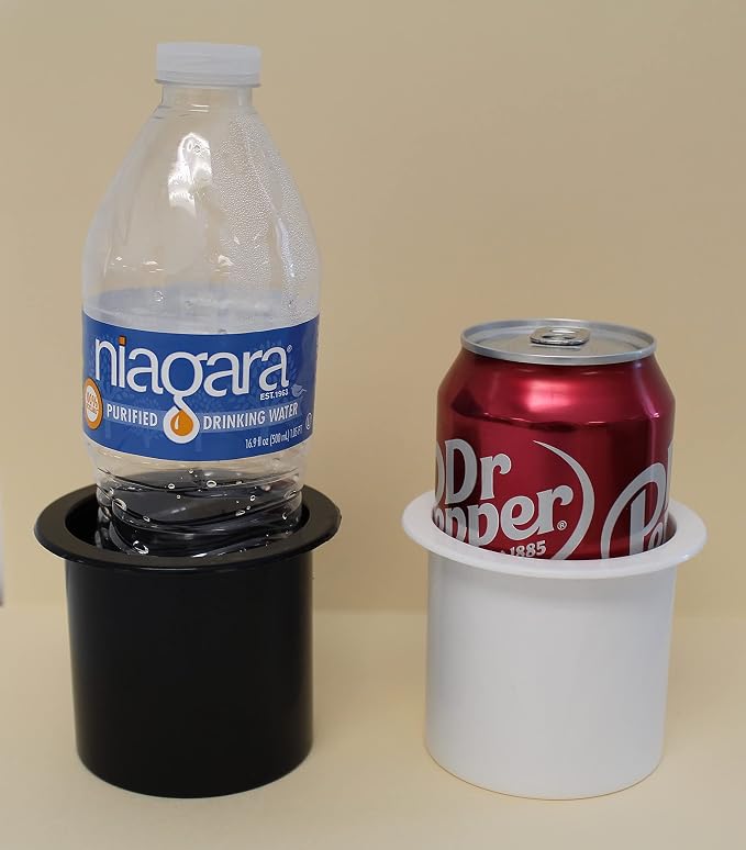 Plastic Small 2 7/8 inch Black Drop in Beverage Drink Can Holder Insert Perfectly Fits 12oz Beverage cans and 16oz Plastic Water Bottles Multipack Wholesale Bulk Listing Poker Table(2)