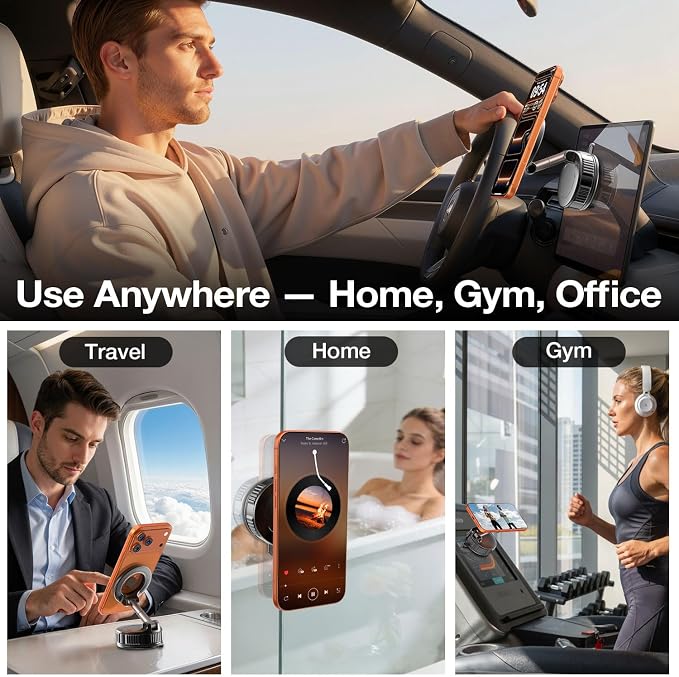 Phone Holders for Your Car for Magsafe (130+LB Strongest Ever Suction) 360° Adjustable Vacuum Car Phone Mount Magnetic, Car Phone Holder for iPhone 17 Pro Max for Automotive Multi Gauges