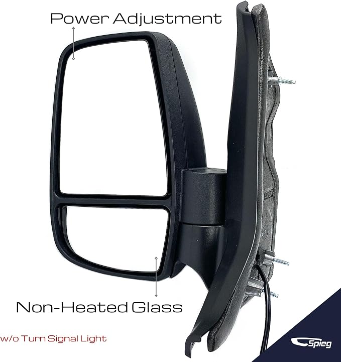 Driver Side Mirror for 2015-2019 Ford Transit 150 250 350 HD Cargo Van | Left Side View Mirror Assembly with Power Adjustment Non-Heated Glass Short Arm | Textured Black 6 Pins FO1320551