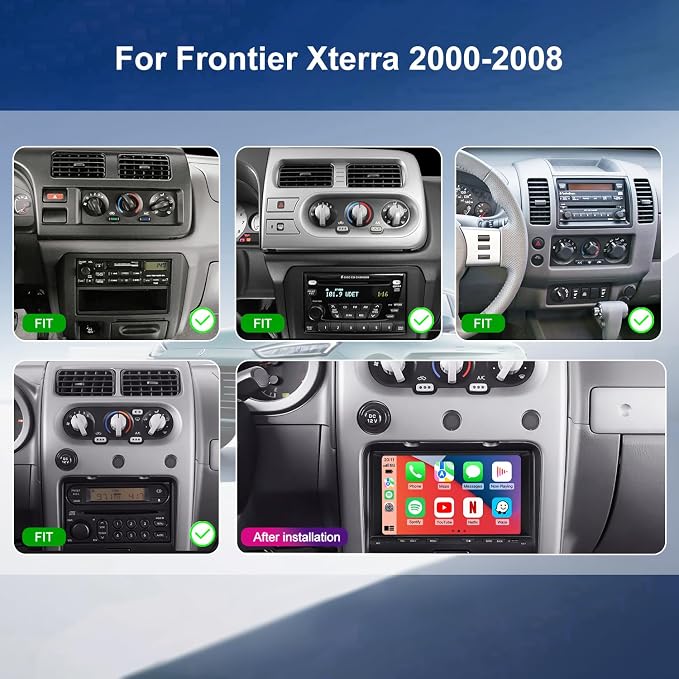 Upgrade Car Radio for Nissan Xterra Frontier 2000 2001 2002 2003 2004 2005 2006 2007 2008, 7 Inch Touch Scree Headunit Stereo with Wireless Carplay Android Auto GPS FM SWC WIFI Bluetooth Backup Camera