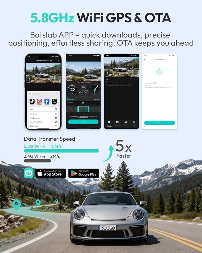 G980H 4K 3-Channel Dash Cam Front Rear Inside, 360° Full Coverage, 3.18" Touch Screen, Free 128GB Card, 24/7 Parking Mode with Sentry & Time-Lapse, Voice Control, 5GHz WiFi, GPS, Night Vision