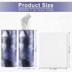 Car Tissue Holder, 4 Pack Car Cup Holder Facial Tissues with Travel Tissue Bag, Quick and Convenient Flower Combination Box(4 Canisters/200 Tissues) Purple