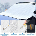 Car Sun Shade Windshield Cover, UV Rays & Heat Reflector for Summer, 9-Magnet Windproof Exterior Car Cover with Mirror Protection, Antifreeze Snow Cover for All Seasons