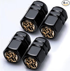 4-Pack-Tire Valve Stem Caps Universal Tire Air Cap Leopard Car Accessories | Aluminum Alloy Rust-Proof Valve Stem Caps, for Auto SUV Truck Motorcycle Bicycle, Gifts for Women Men Drivers