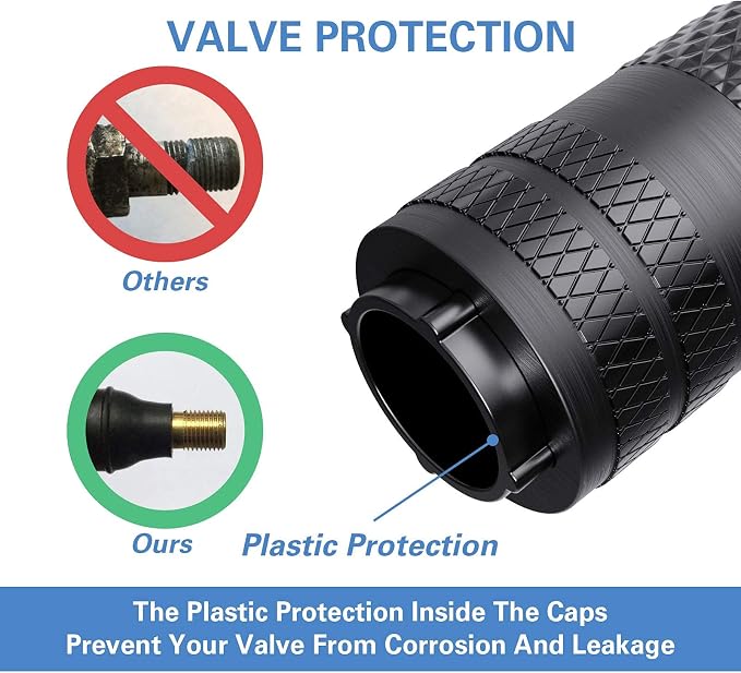 Tire Valve Stem Caps, Anodized Aluminum Tire Valve Cap Set | Corrosion Resistant, Universal Stem Covers for Cars Trucks Motorcycles SUVs and Bikes (Black-N2)