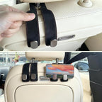 2 Pack Black Headrest Hooks for Car, Heavy Duty Purse Hook Holder Universal Vehicle Storage Organizer for Purses Bags Accessories