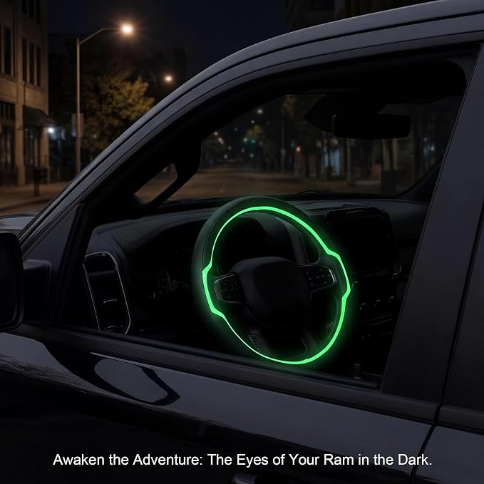 Glow in The Dark Steering Wheel Cover, Microfiber Leather with Anti-Slip Grip, Universal Fit 15.5-16 Inch Large Steering Wheels for Men Women (White+Green-Large Size)