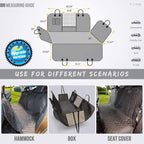 X-Large Dog Car Hammock, 100% Waterproof with Mesh Window, Scratch Prevent Anti-Slip Car Seat Covers for Back Seat