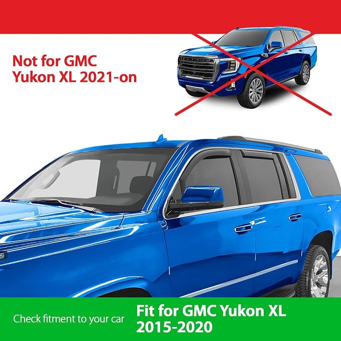 Goodyear Shatterproof in-Channel Window Deflectors for GMC Yukon XL 2015-2020, Rain Guards, Window Visors for Cars, Vent Deflector, Car Accessories, 4 pcs - GY008139