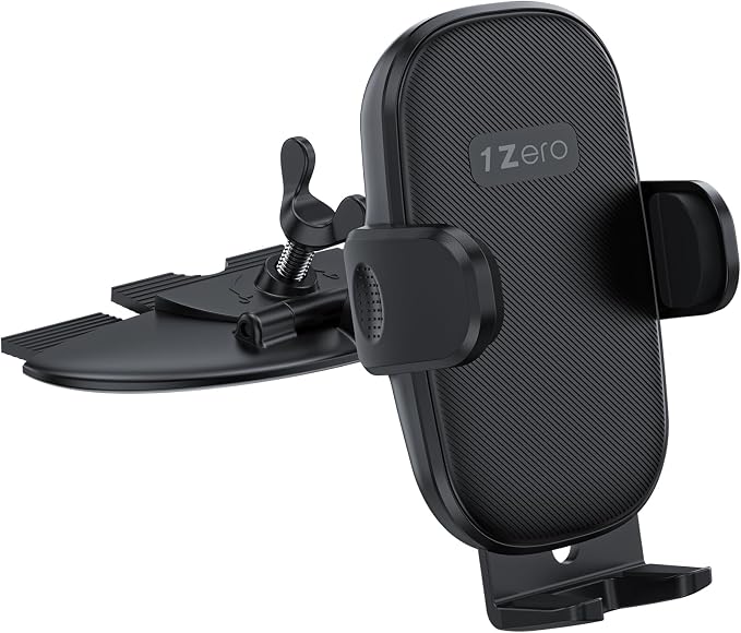 Easy One-Button Release CD Phone Holder for Car, Universal CD Slot Phone Mount, Thick Cases Friendly Cell Phone Holder for iPhone, Google, Samsung, Moto & Other Smartphones (Clamp)