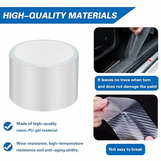 3D Carbon Fiber Clear Car Door Edge Protector, Anti-Collision Door Sill Guard Wrap Film, Universal Vehicle Door Edge Trim Guard 2.7 Inch x 16.5 Ft Transparent