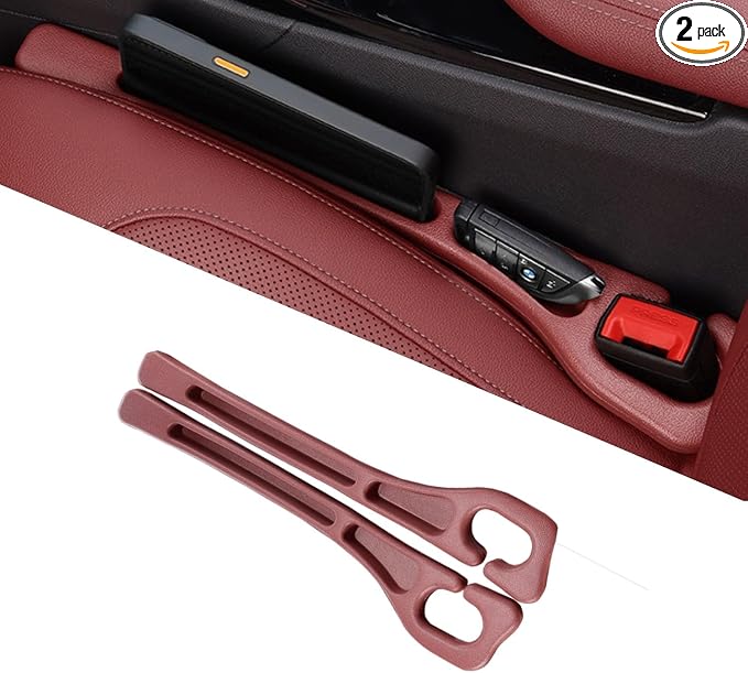 Car Seat Gap Filler 2 Pack, Anti-Drop Seat Gap Plug Blocker with Storage, Universal Car Seat Gap Organizer Stops Items from Falling, Fits Cars, SUVs, Trucks, Car Interior Accessories (red)