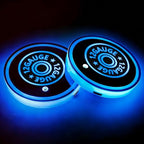 2Pcs 12 Gauge LED Car Cup Holder Coasters 7 Colors 3 Modes Lights Up Cups | with USB of Car Accessories for SUV Trucks Sedans, Waterproof Interior Atmosphere Lamp, Cool Bullet Gifts for Women Men