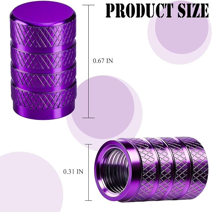 12PCS Tire Valve Stem Caps, Dust Proof, Anodized Aluminum Universal Tire Valve Stem Covers for Cars, SUV, Trucks, Bikes, Motorcycles, Bicycles(Purple)