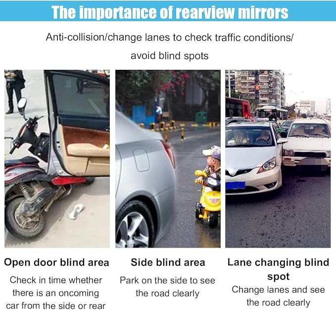Round Blind Spot Car Mirror - 2" Frameless HD Glass Convex 360 Degree Wide Angle Rear View Side Mirror With Adjustable Stick for Car SUV Truck (Round/4PCS)