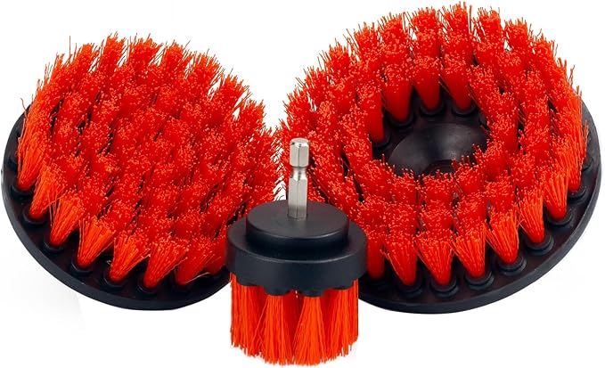 2", 4", & 5" M8 Medium-Duty Upholstery Carpet Brush with Drill Attachment Set – Power Scrubber Attachment for Car Detailing – Removes Grime, Stains & Spots from Fabric, Seats & Carpets