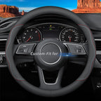 Deer Route Custom-Fit for Jaguar Steering Wheel Cover, Premium Leather Car Steering Wheel Cover with Logo, Non-Slip, Breathable, for Jaguar Accessories (A-Style,for Jaguar)