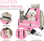 Dog Car Seat for Small/Medium Dogs Up to 35 lbs – Patented Safety System, 5" Memory Foam Pet Booster Car Seat, Fully Detachable and Washable Dog Carseat with 2 Storage Pockets (Pink)