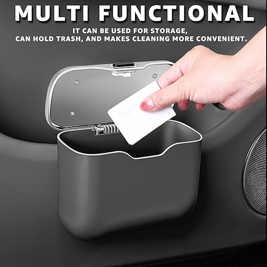 Car Trash Can, Waterproof Multi‑Functional Auto Trash Bin for Door/Console/Seat Back, Universal Vehicle Garbage Can for Car/Truck/SUV Drivers (Black)